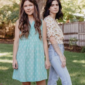 Pintucked Away Dress - Aqua Ikat - 图片 4