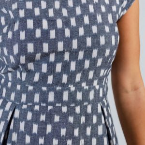 Vintage Pleat Dress - Blue Ikat - Image 3