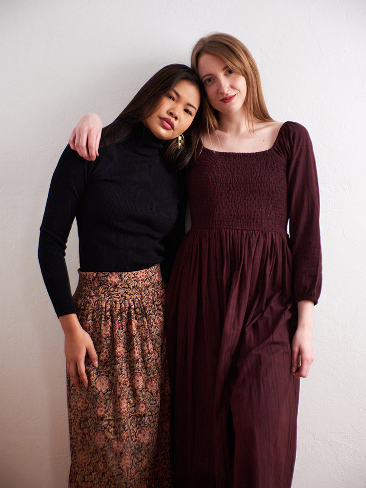 Hailee Smocked Midi Dress - Maroon Plaid - 图片 5