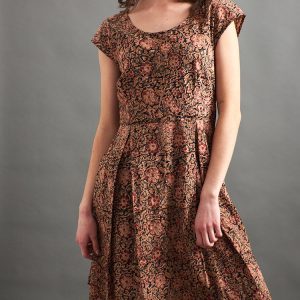 Vintage Pleat Dress - Black Floral - Image 1