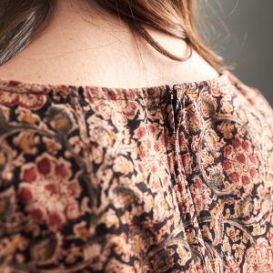 Vintage Pleat Dress - Black Floral - Image 3