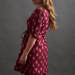 Anaya Wrap Dress - Garnet Ikat - Image 5