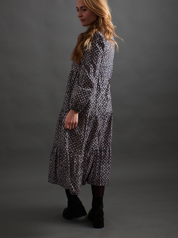 Norah Tiered Dress - Black Botanical - 图片 10