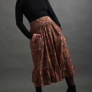 Mila Midi Skirt - Black Floral - Image 1
