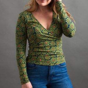 Gillian Wrap Top - Olive Floral - Image 1