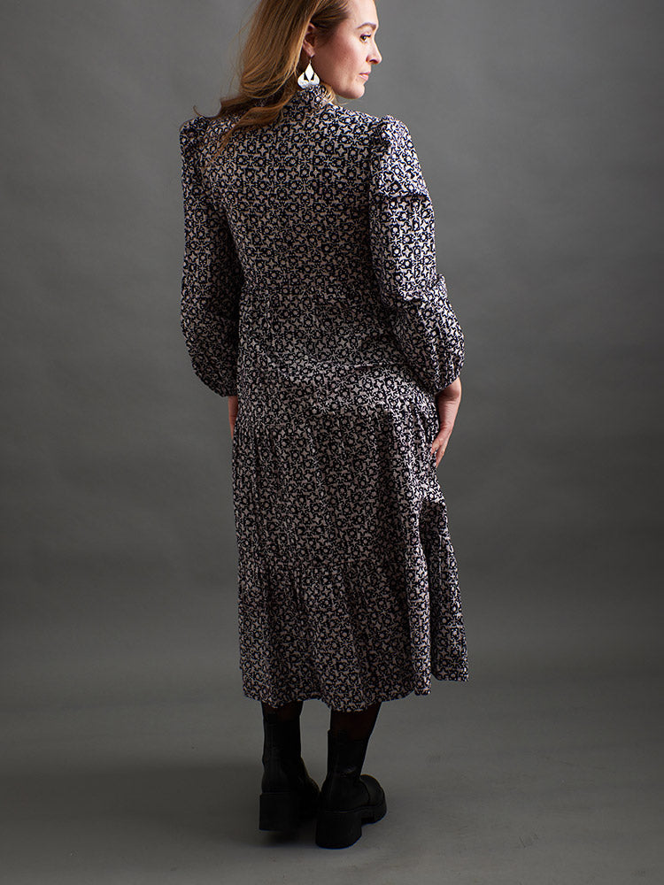 Norah Tiered Dress - Black Botanical - 图片 11