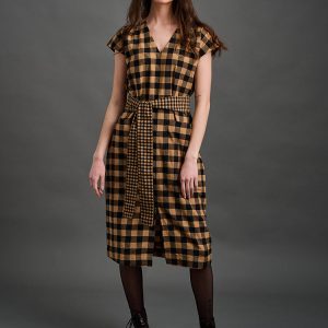 Padma Pocket Dress - Black and Tan Mix - 图片 1