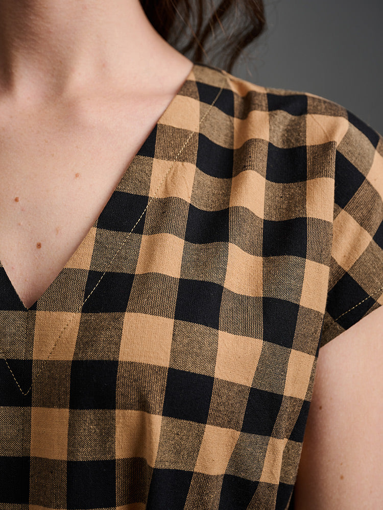 Padma Pocket Dress - Black and Tan Mix - 图片 2