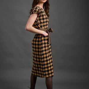 Padma Pocket Dress - Black and Tan Mix - 图片 3