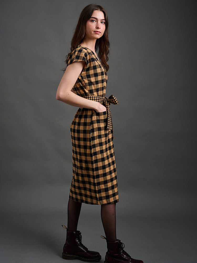 Padma Pocket Dress - Black and Tan Mix - 图片 3