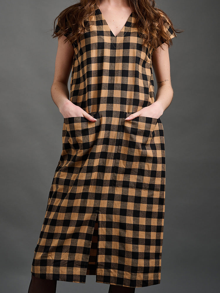 Padma Pocket Dress - Black and Tan Mix - 图片 4