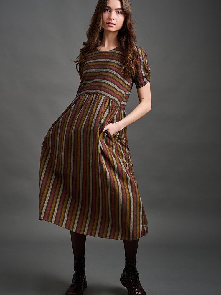 Kavita Dress - Chocolate Stripe - Image 2