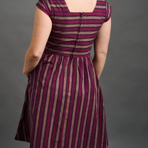 Rupi Square Neck Dress - Berry Stripe - Image 4