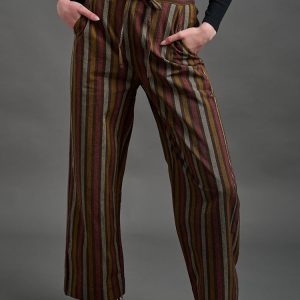 Emmy Drawstring Pant - Chocolate Stripe - 图片 1