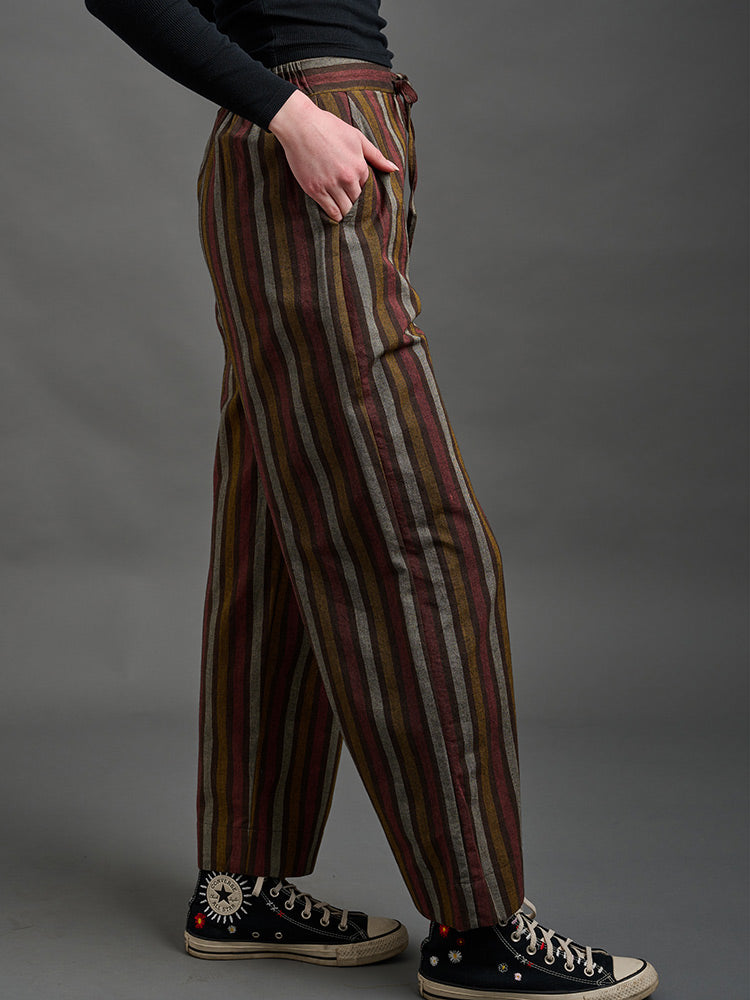 Emmy Drawstring Pant - Chocolate Stripe - 图片 2