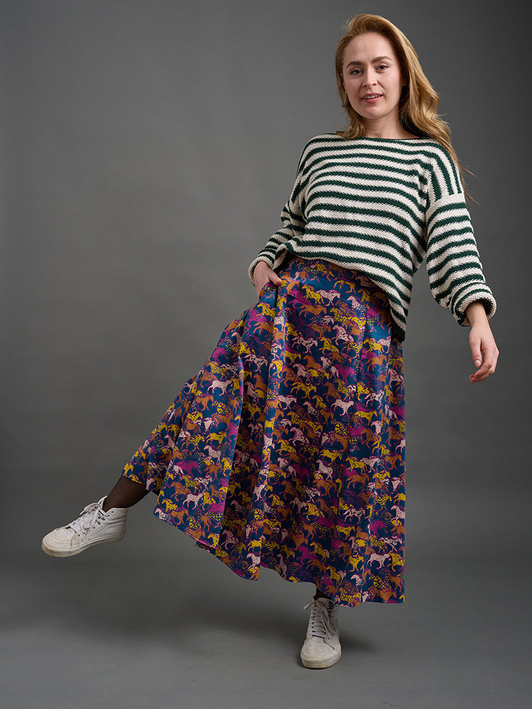 Lucinda Maxi Skirt - Blue Horses - Image 4