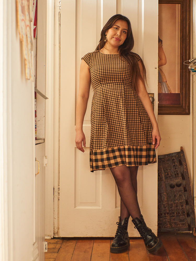 Devonshire Dress - Black and Tan Small Gingham - 图片 5