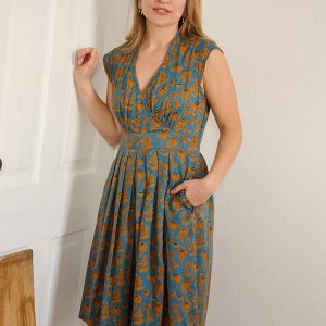 Lucille Dress - Teal Floral - Image 1