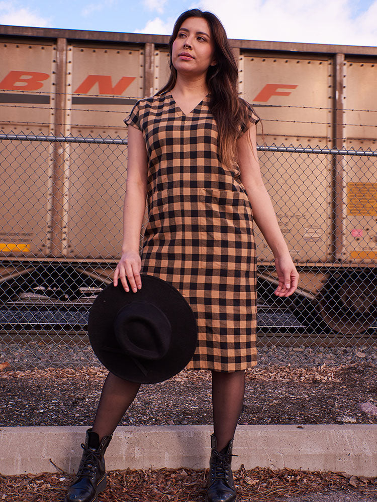 Padma Pocket Dress - Black and Tan Mix - 图片 6