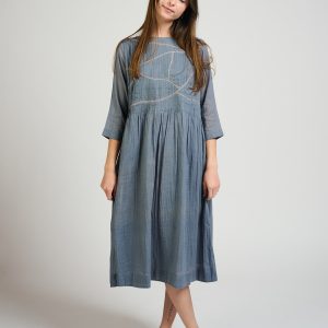 Alma Pintucked Dress - Slate Blue - Image 5