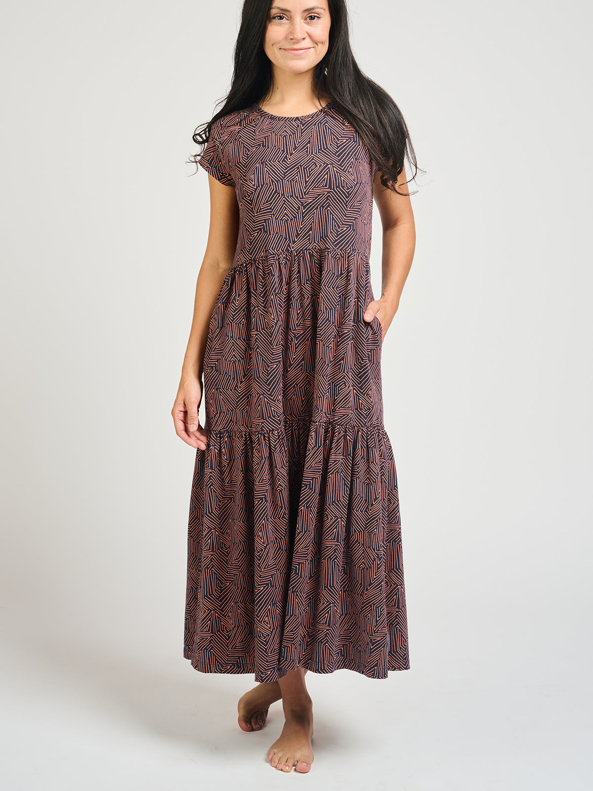 Tiered Jersey Dress - Tree Rings Blue - Image 4