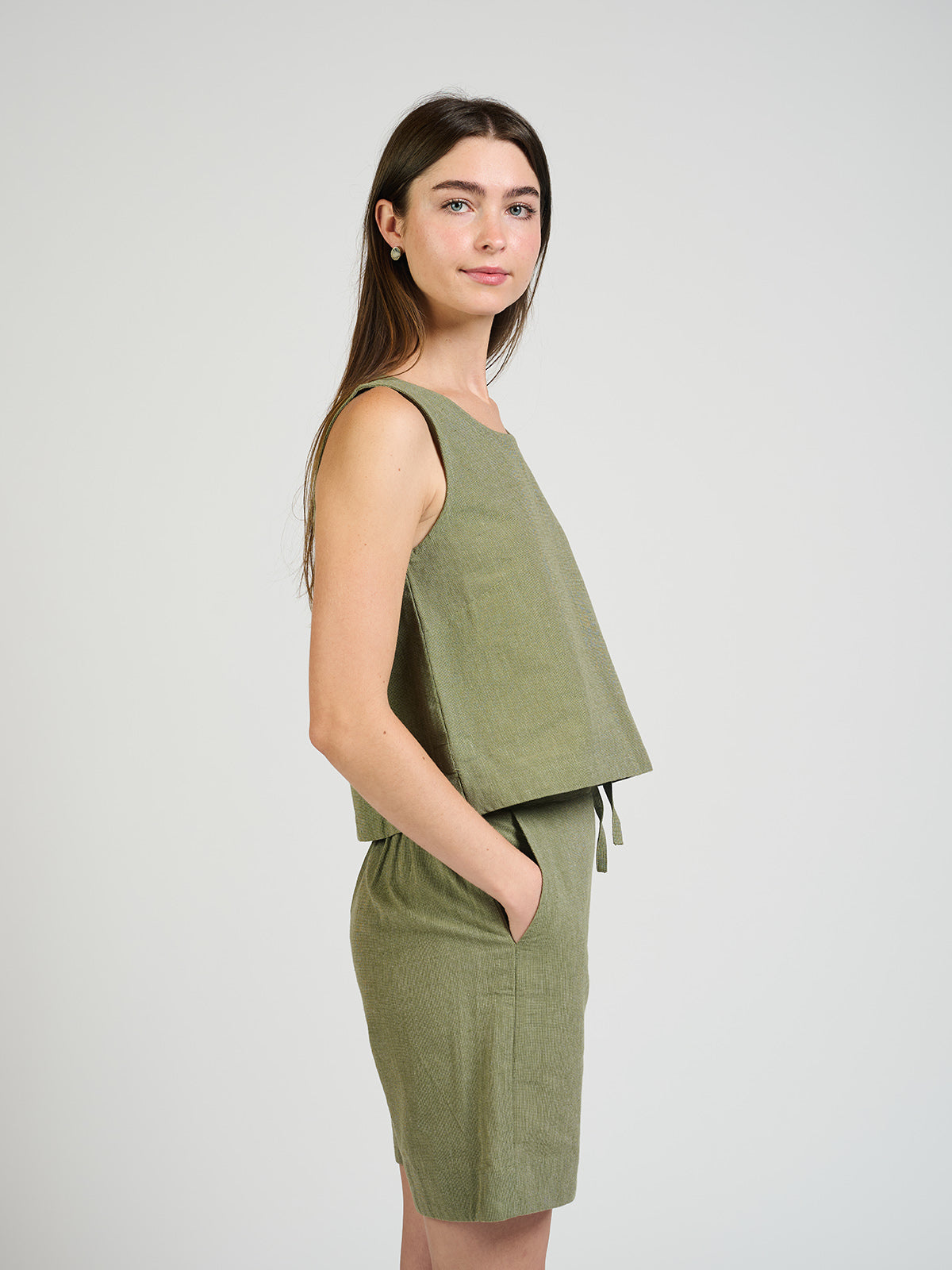 Neko Tank - Olive Chambray - Image 6