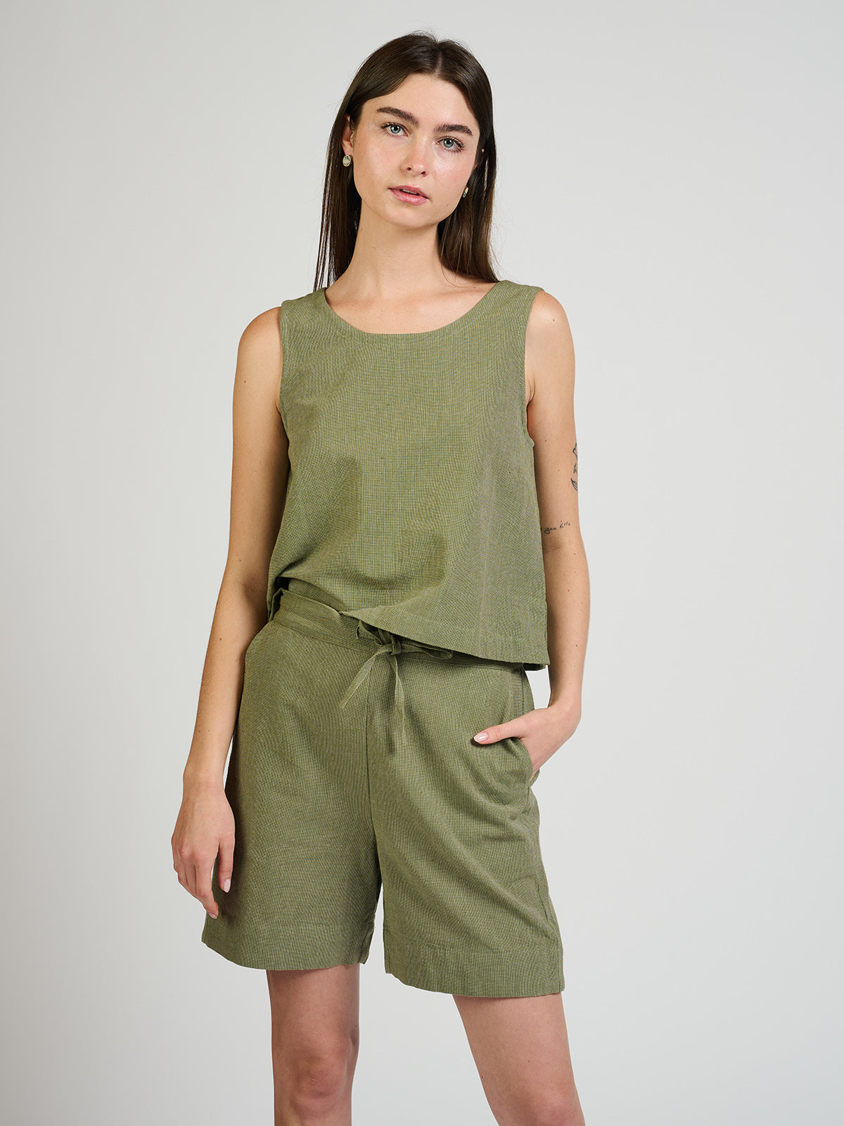 Neko Tank - Olive Chambray - Image 2