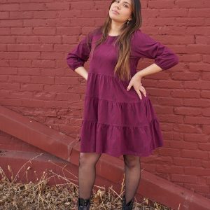 Bellini Long Sleeve Dress - Diamond Vine Dark Purple - Image 2