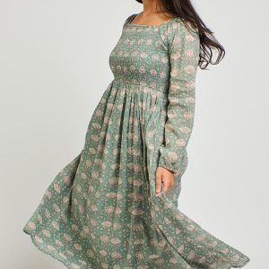 Hailee Smocked Midi Dress - Aegean Teal Floral - Image 5