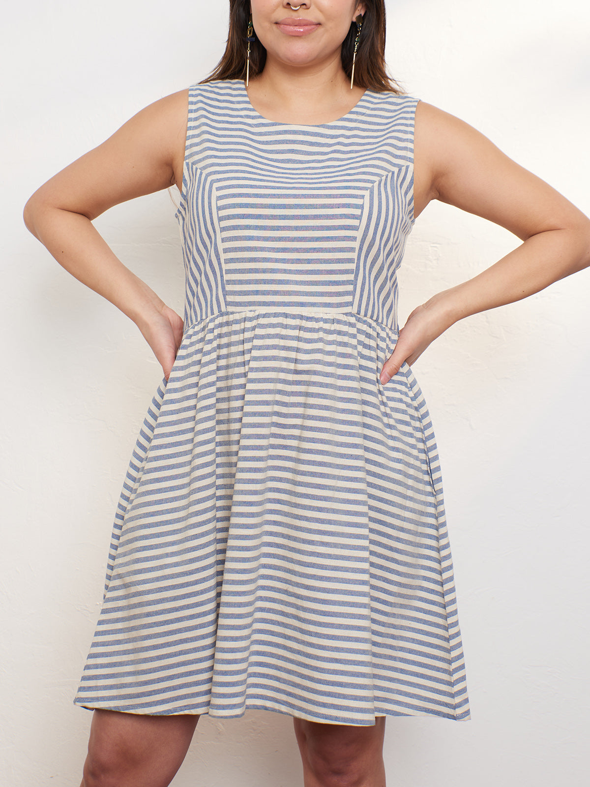 Nadiya Dress - Pinstripe Blue - 图片 2