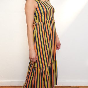 Opal Dress - Navy Chartreuse Stripe - 图片 4