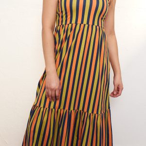 Opal Dress - Navy Chartreuse Stripe - 图片 5