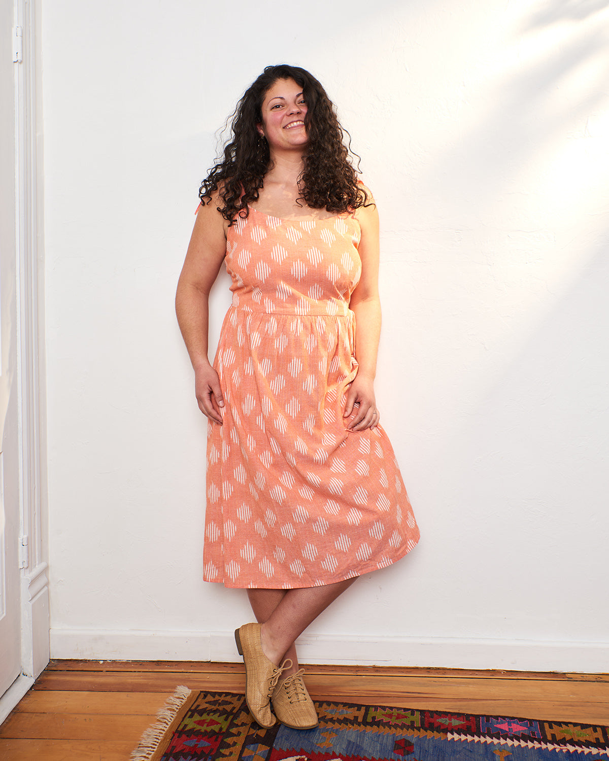 Provence Midi Dress - Peach Ikat - 图片 5