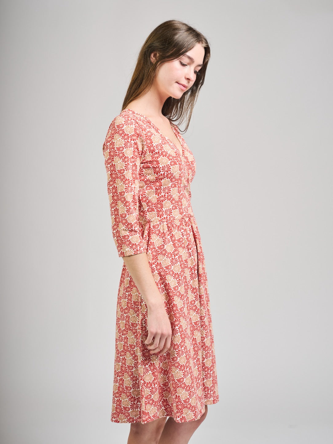 Callie 3/4 Sleeve Wrap Dress - Matisse Vermillion - Image 2