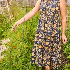 Thais Tiered Sleeveless Dress - Navy Botanical - Image 7