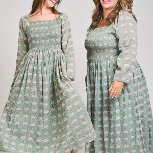 Hailee Smocked Plus Size Midi Dress - Aegean Teal Floral - Image 5