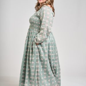 Hailee Smocked Plus Size Midi Dress - Aegean Teal Floral - Image 2