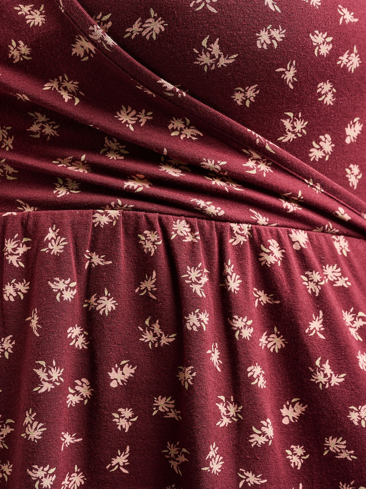 Callie 3/4 Sleeve Plus Size Wrap Dress - Burgundy Bouquet - Image 5