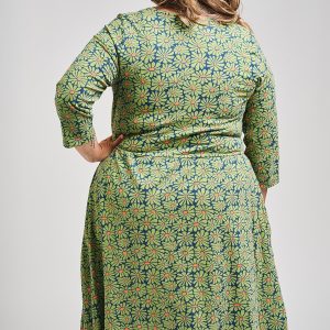 Callie 3/4 Sleeve Plus Size Wrap Dress - Olive Floral - Image 3