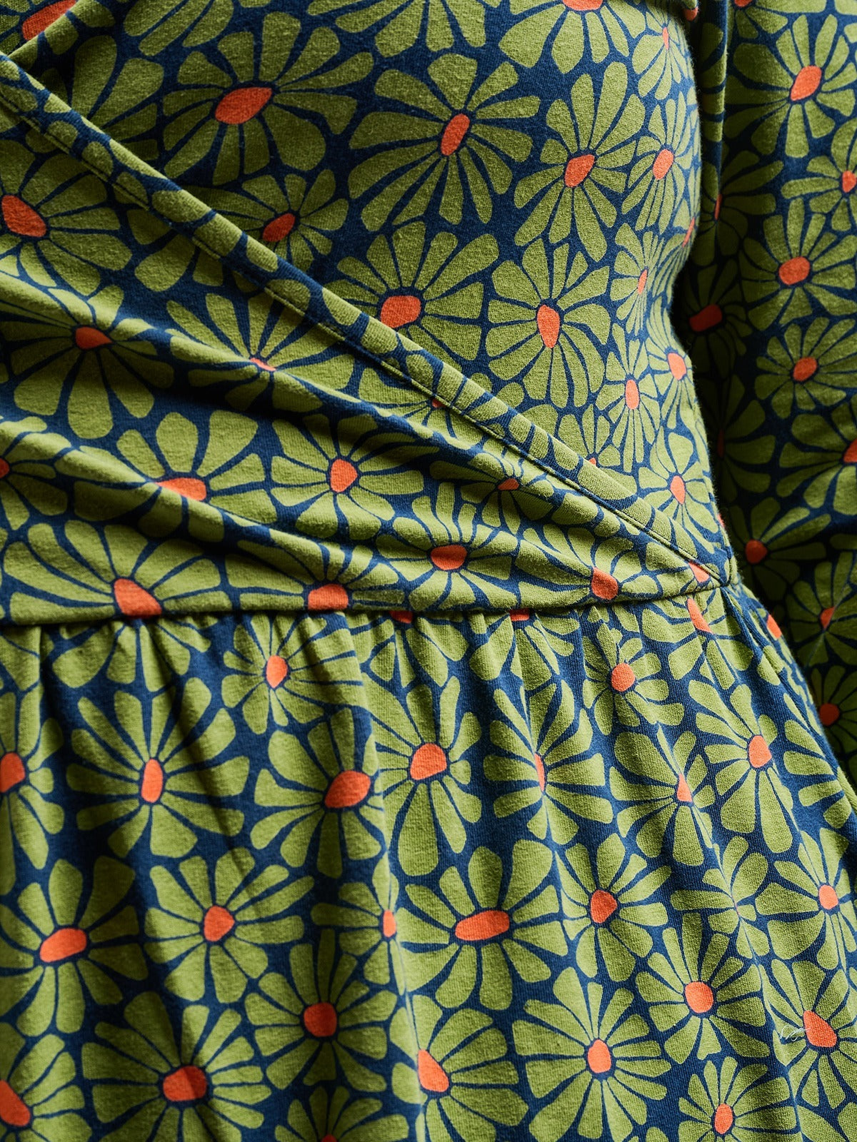 Callie 3/4 Sleeve Plus Size Wrap Dress - Olive Floral - Image 4