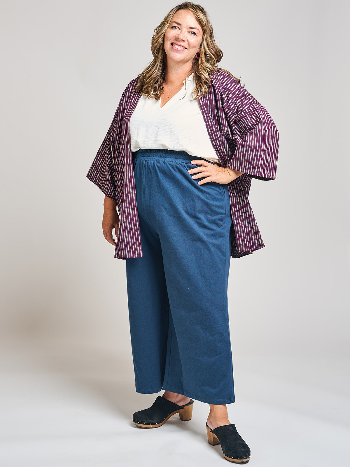 Fae Wide Leg Plus Size Pant - Loop Knit Blue - 图片 4