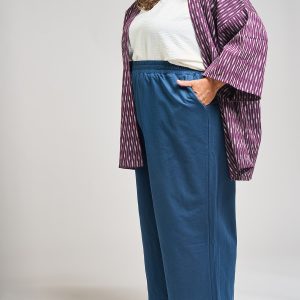 Fae Wide Leg Plus Size Pant - Loop Knit Blue - 图片 6