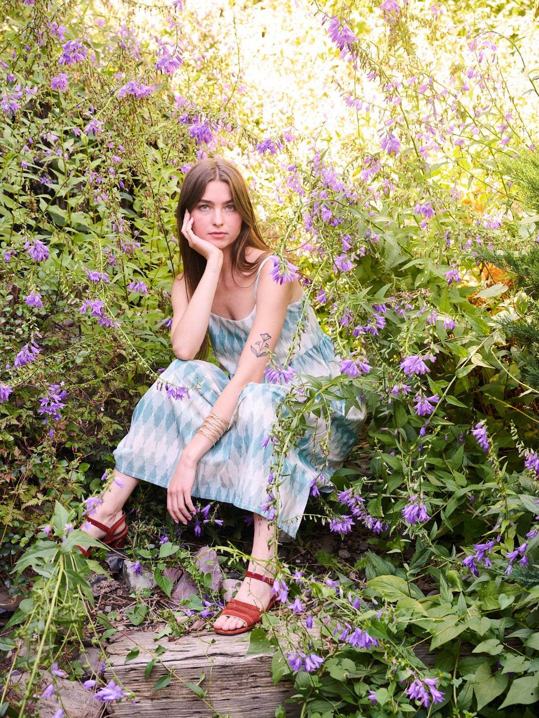 Sofia Midi Dress - Teal Ikat - Image 4