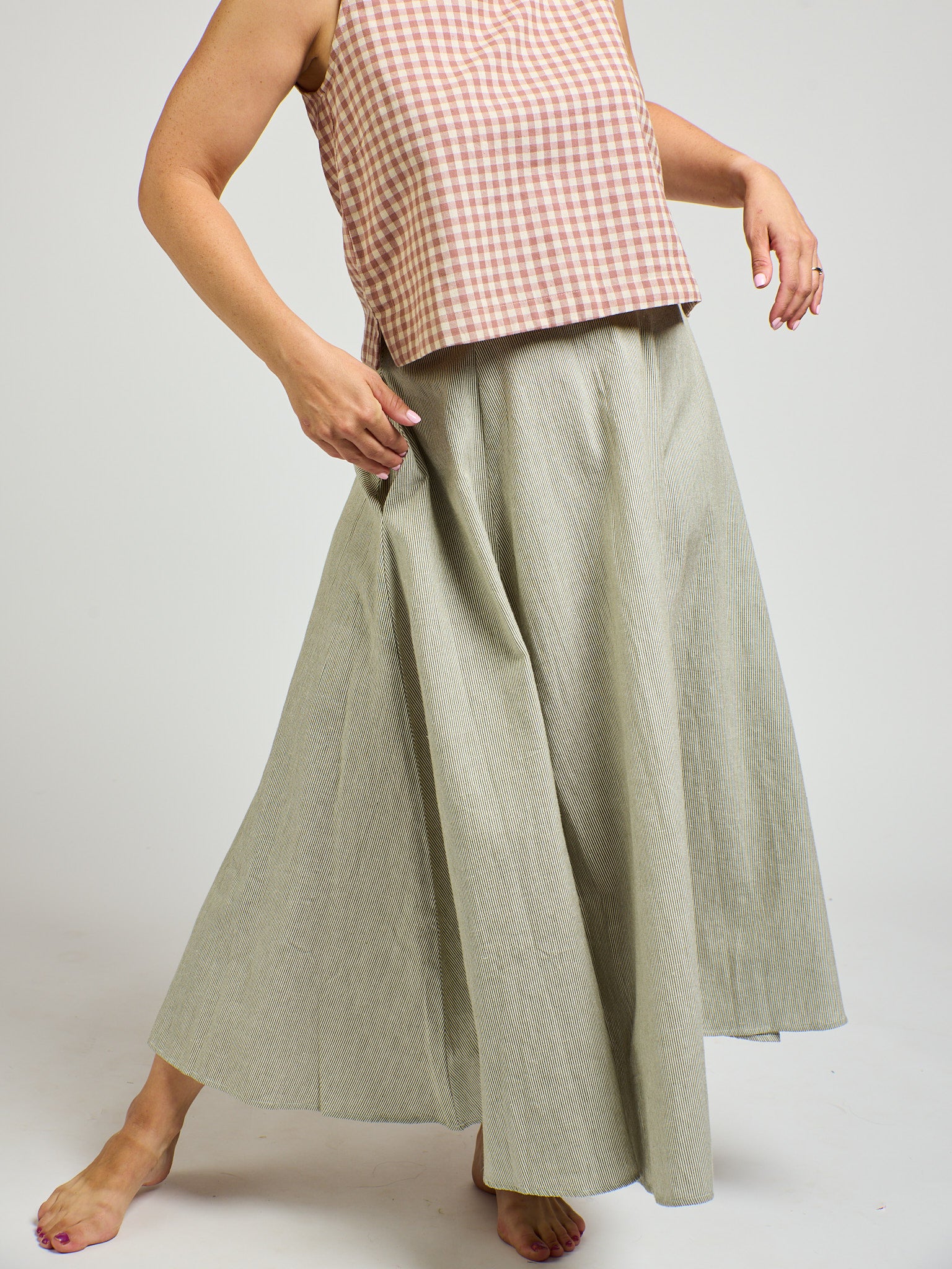 Lucinda Skirt - Olive Stripe - Image 9
