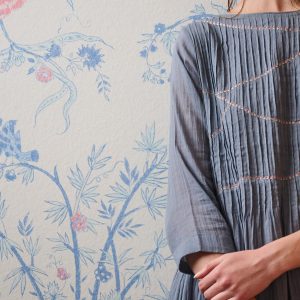 Alma Pintucked Dress - Slate Blue - Image 4