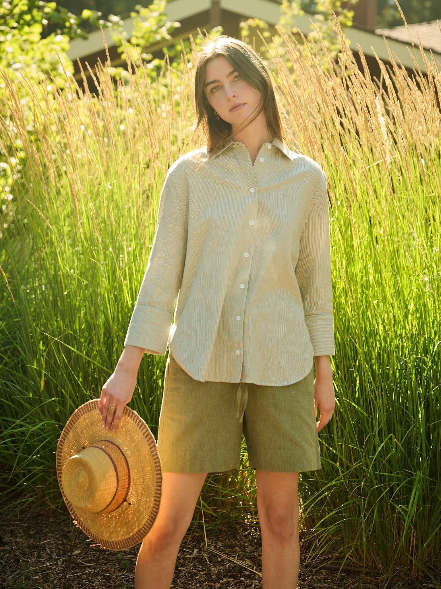 Larisa Short - Olive Chambray - 图片 4