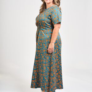 Artsy Traveler Plus Size Midi Dress - Teal Floral - Image 2