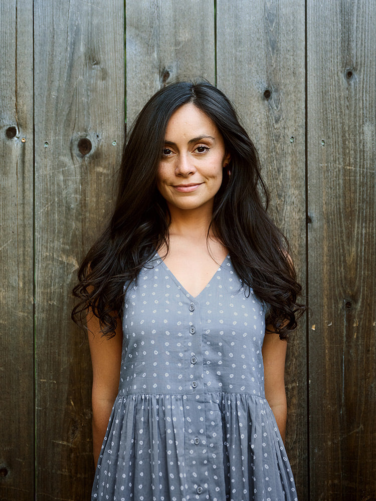 Olivia Dress - Slate Blue Dots - Image 3