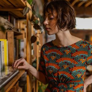 Artsy Traveler Midi Dress - Mosaic Fan - Image 2