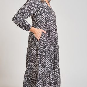 Norah Tiered Dress - Black Botanical - 图片 3